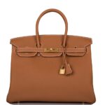 HERMES BIRKIN 35 BROWN TOGO GOLD HARDWARE663..