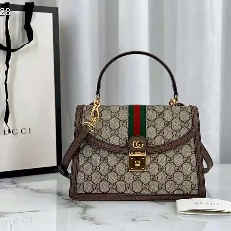 Gucci Ophidia GG Top Handle Mini Bag With Web In Brown - Praise To Heaven