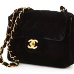 CHANEL BLACK VELVET AND GOLD-TONE METAL CLASSIC SHOULDER BAG