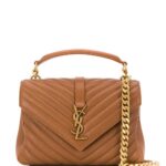 SAINT LAURENT Matelasse Chevron Bag Brown