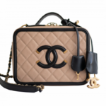 Chanel Filigree Vanity Case Gold-tone Small Beige