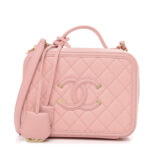 Chanel Filigree Vanity Case Gold-tone Small Pink