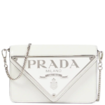 PRADA Triangle logo buffed shoulder bag White