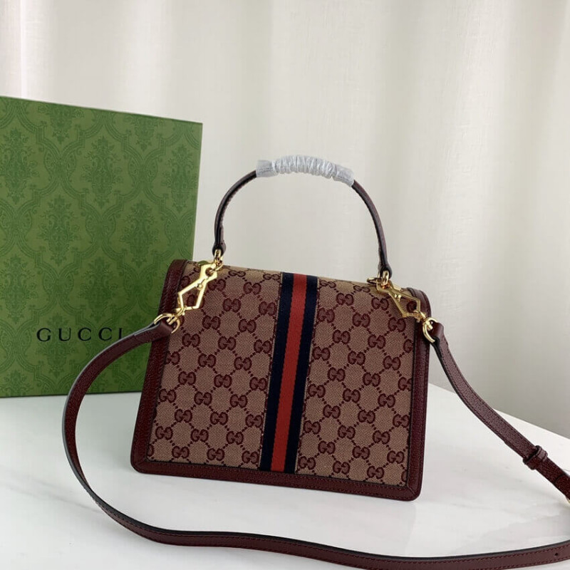 Gucci Ophidia Small Top Handle Burgundy - Oh My Handbags