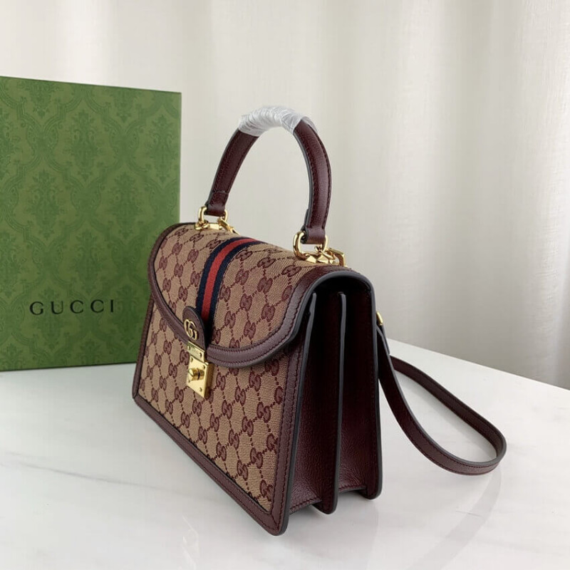 Gucci Ophidia Small Top Handle Burgundy - Oh My Handbags
