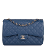 CHANEL Jumbo Classic Single Flap Bag Navy Blue