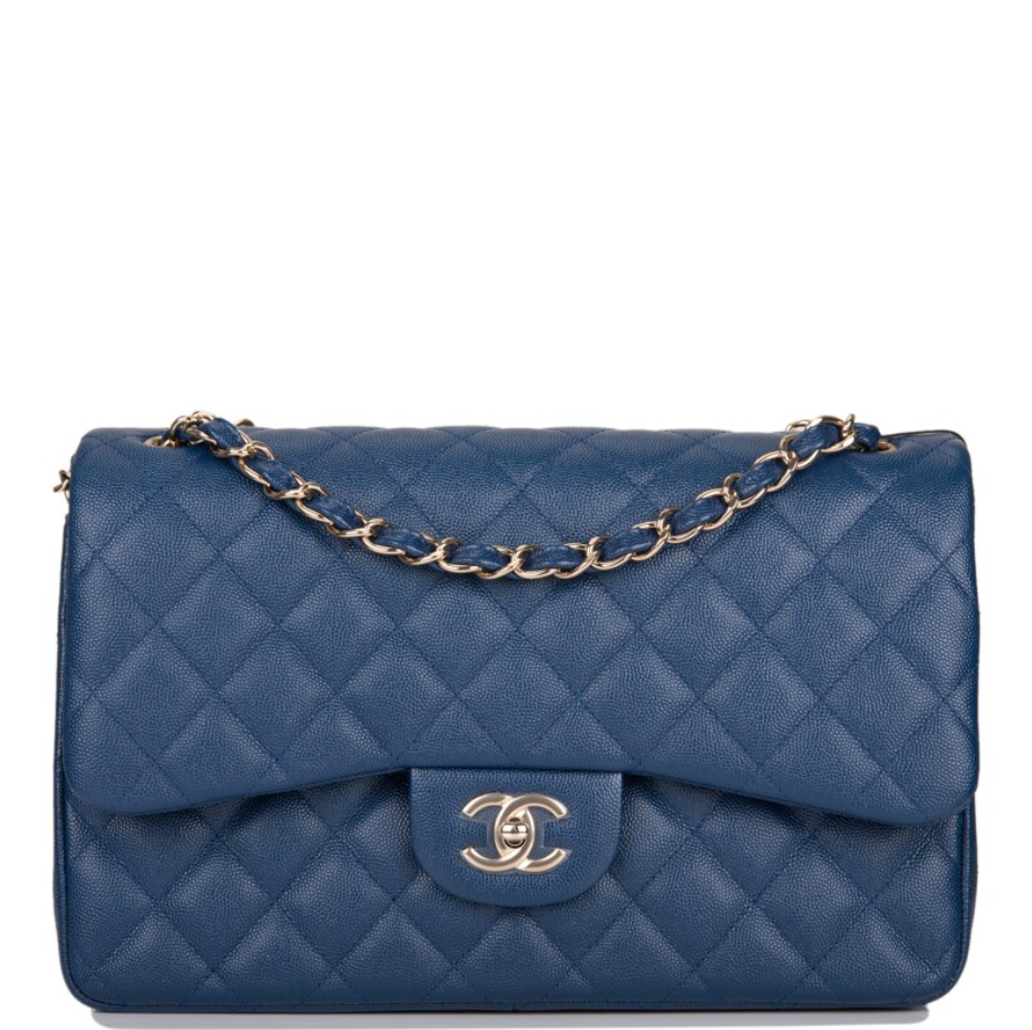 CHANEL Jumbo Classic Single Flap Bag Navy Blue - Oh My Handbags