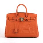 Hermes Birkin With Embossed logo Orange