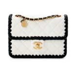 Chanel Black Braided Edge Mini Flap Bag White