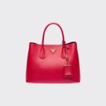 Medium Saffiano Leather Double Prada Bag Red