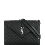 SAINT LAURENT Medium Envelope Matelassé Shoulder Bag In Black