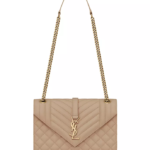 SAINT LAURENT Medium Envelope Matelassé Shoulder Bag In Beige