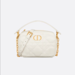 Small Dior Caro Top Handle Camera White Bag