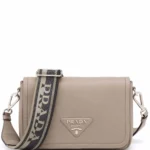 Prada small Flou clay grey shoulder bag