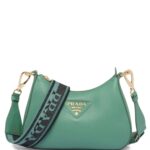 Prada logo-strap shoulder bag in green