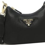 PRADA Logo Plaque Zipped Crossbody Bag In Nero C 1