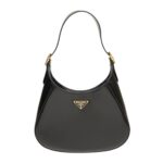 Prada Preto Large Leather Shoulder Bag With Black