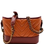 CHANEL Gabrielle Small Aged Calfskin Leather Hobo Orange Bag