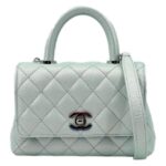 CHANEL Coco Extra Mini Top Handle Iridescent Leather Light Blue Bag