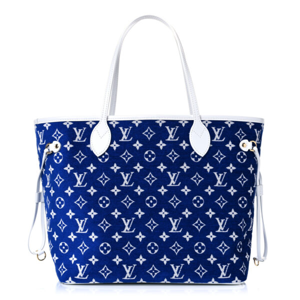 LOUIS VUITTON Jacquard Velvet Monogram LV Match Neverfull MM Bleu