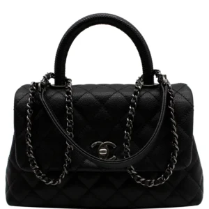 CHANEL Coco Mini Top Lizard Handle Caviar Leather Bag