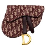 DIOR Saddle Oblique Jacquard Belt Burgundy Bag