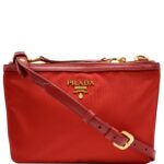 PRADA Tessuto Bandoliera Double Zip Nylon Crossbody Bag Red