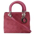 CHRISTIAN DIOR  Lady Dior Suede Tote Pink Bag