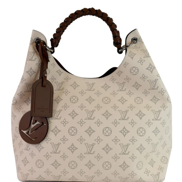 LOUIS VUITTON Carmel Mahina Calf Leather Hobo Bag Cream