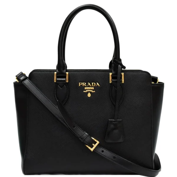 PRADA Borsa A Mano Saffiano Leather Tote Black Bag