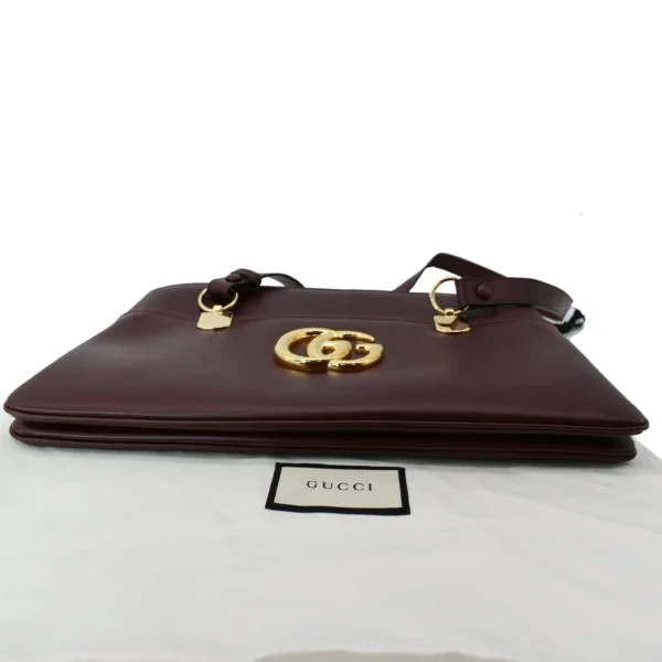 GUCCI Arli Leather Top Handle Burgundy Bag