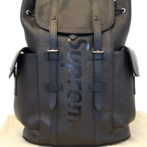 LOUIS VUITTON Black Epi Leather X Supreme Christopher Backpack Bag