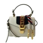 GUCCI  Sylvie Mini Leather Top Handle White Bag