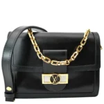 LOUIS VUITTON Dauphine MM Smooth Leather Shoulder Bag Black