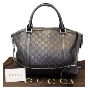 GUCCI Dark Brown Leather Shoulder Bag