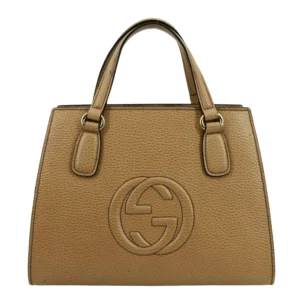 GUCCI Soho Leather Top Handle Hobo Beige Bag