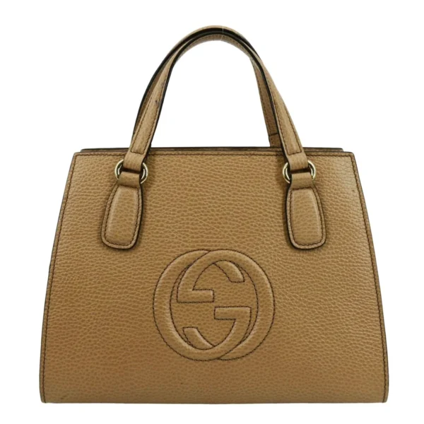 GUCCI Soho Leather Top Handle Hobo Beige Bag