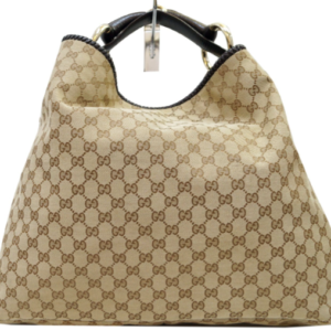 GUCCI GG Canvas Horsebit Large Hobo Bag