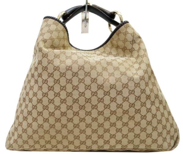 GUCCI GG Canvas Horsebit Large Hobo Bag