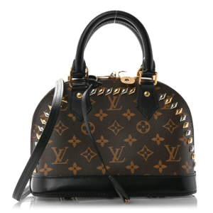 LOUIS VUITTON Studded Alma BB Monogram Macassar Canvas Brown Bag