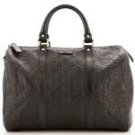 GUCCI GG ssima Leather Chocolate Boston Bag