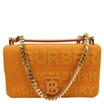 BURBERRY Horseferry Print Lola Canvas Leather Orange Bag