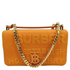 BURBERRY Horseferry Print Lola Canvas Leather Orange Bag