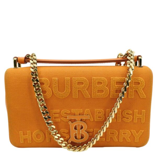 BURBERRY Horseferry Print Lola Canvas Leather Orange Bag