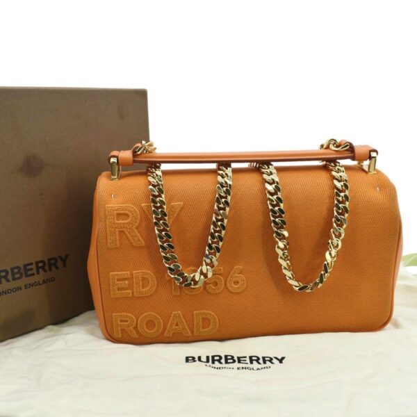 BURBERRY Horseferry Print Lola Canvas Leather Orange Bag