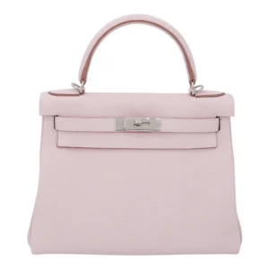 Hermes Kelly 20cm Bag In Mauve Pale Clemence Leather PHW