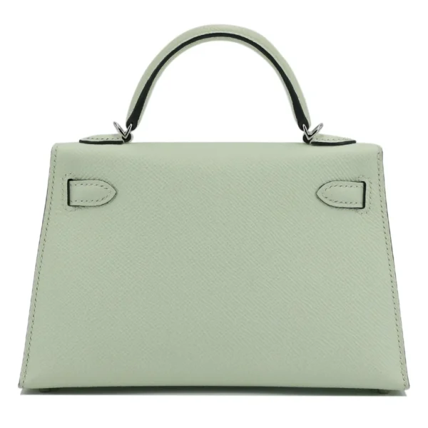 Hermes Kelly 20cm Bag In Vert Fizz Clemence Leather