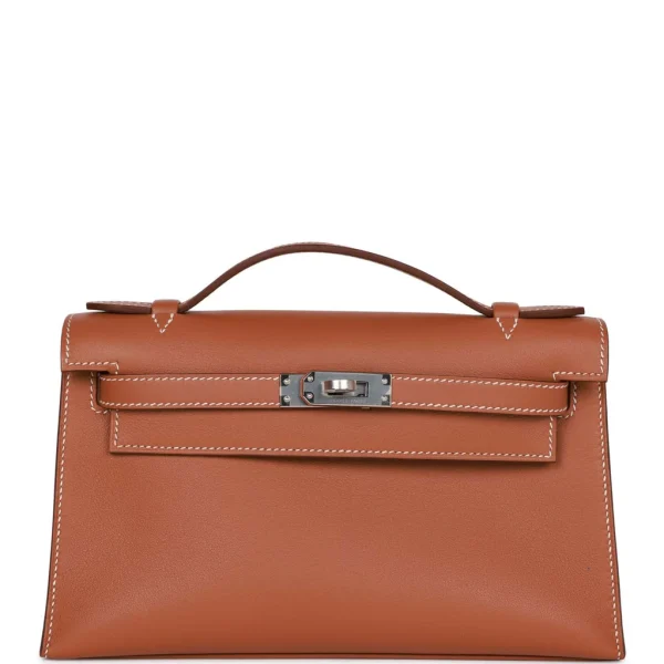 Hermès Kelly Pochette Gold Swift Palladium Hardware