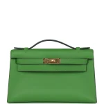 Hermès Kelly Pochette Vert Yucca Swift Gold Hardware