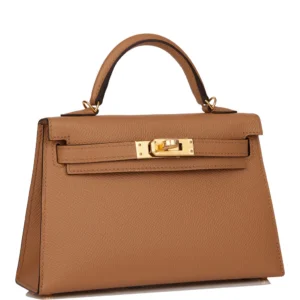 Hermes Kelly 20cm Bag In Chai Clemence Leather GHW